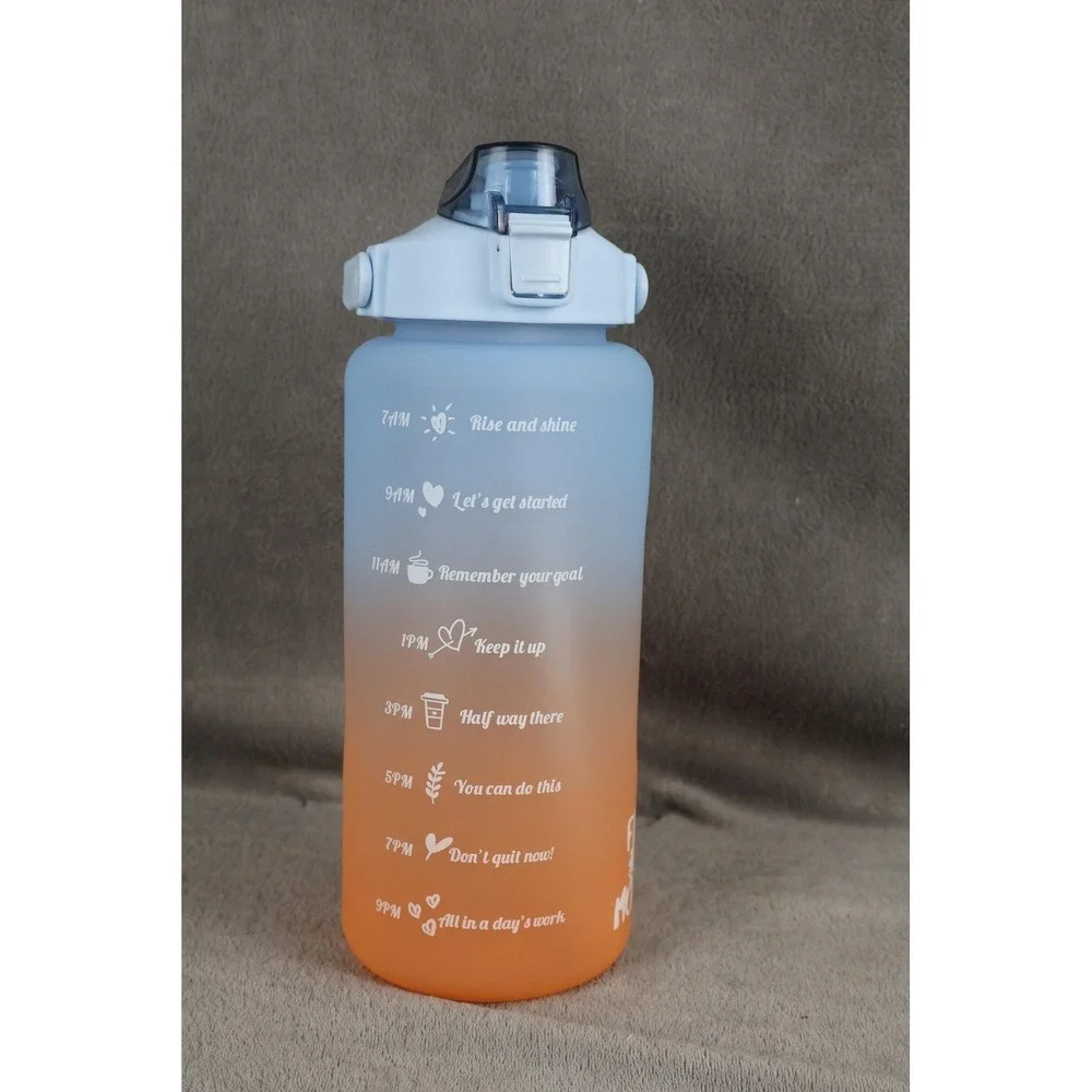 Flask Monster Tumbler Water Bottle 64 oz 2000 ml Blue Orange Ombre with‎ Handle